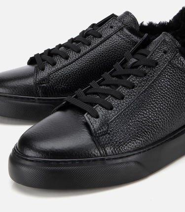  Erkek Deri Siyah İçi Kürklü Düz Günlük Ayakkabı