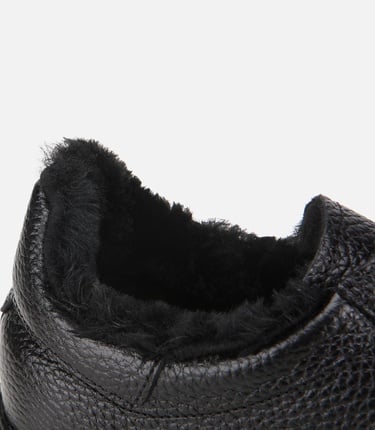  Erkek Deri Siyah İçi Kürklü Düz Günlük Ayakkabı