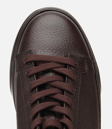  Erkek Deri Kahverengi İçi Kürklü Düz Günlük Ayakkabı