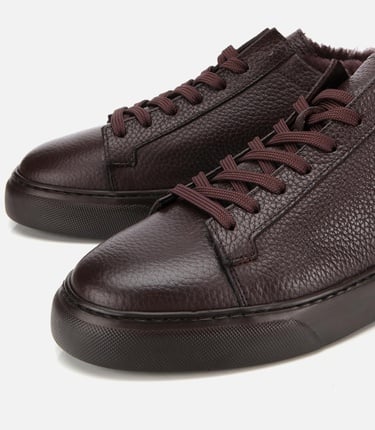  Erkek Deri Kahverengi İçi Kürklü Düz Günlük Ayakkabı