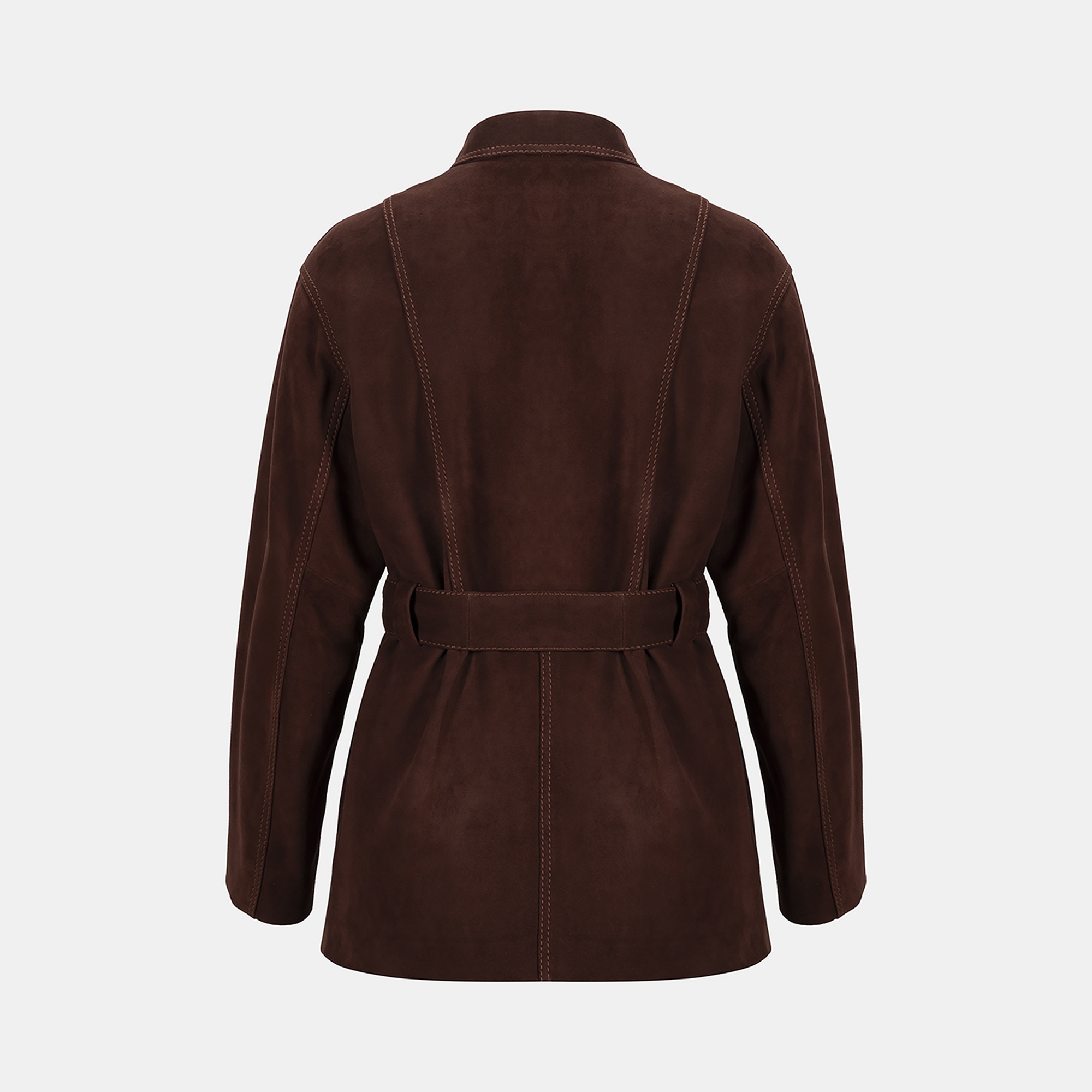 Kadın Bordo Fermuarlı Süet Trençkot