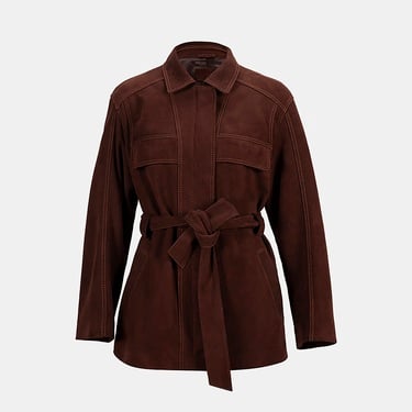  Kadın Bordo Fermuarlı Süet Trençkot