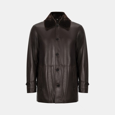  DESA Erkek Kahve Gömlek Yakalı Deri Kaban