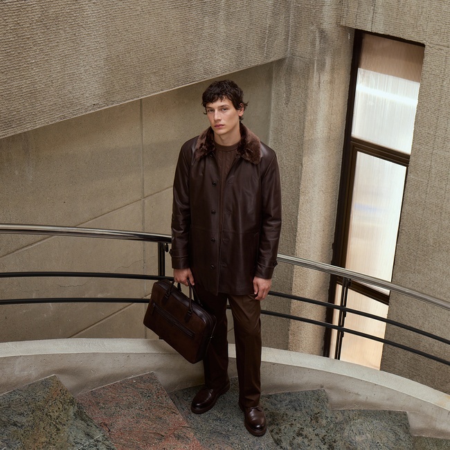  DESA Erkek Kahve Gömlek Yakalı Deri Kaban