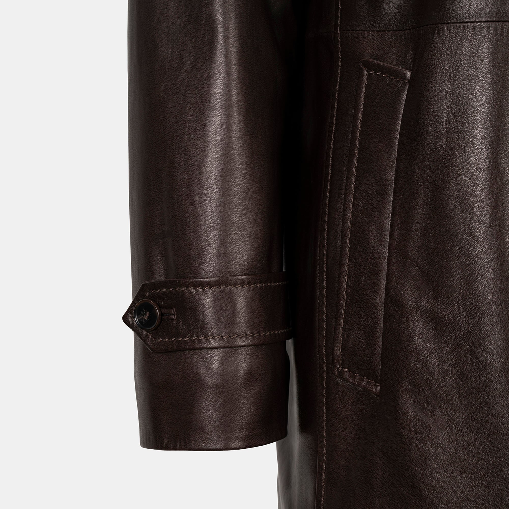 DESA Erkek Kahve Gömlek Yakalı Deri Kaban