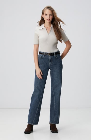  Network Kadın N-Tech Taş Polo Yaka Triko Kazak