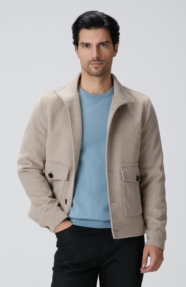  Network Erkek Bej Yün Karışımlı Mont