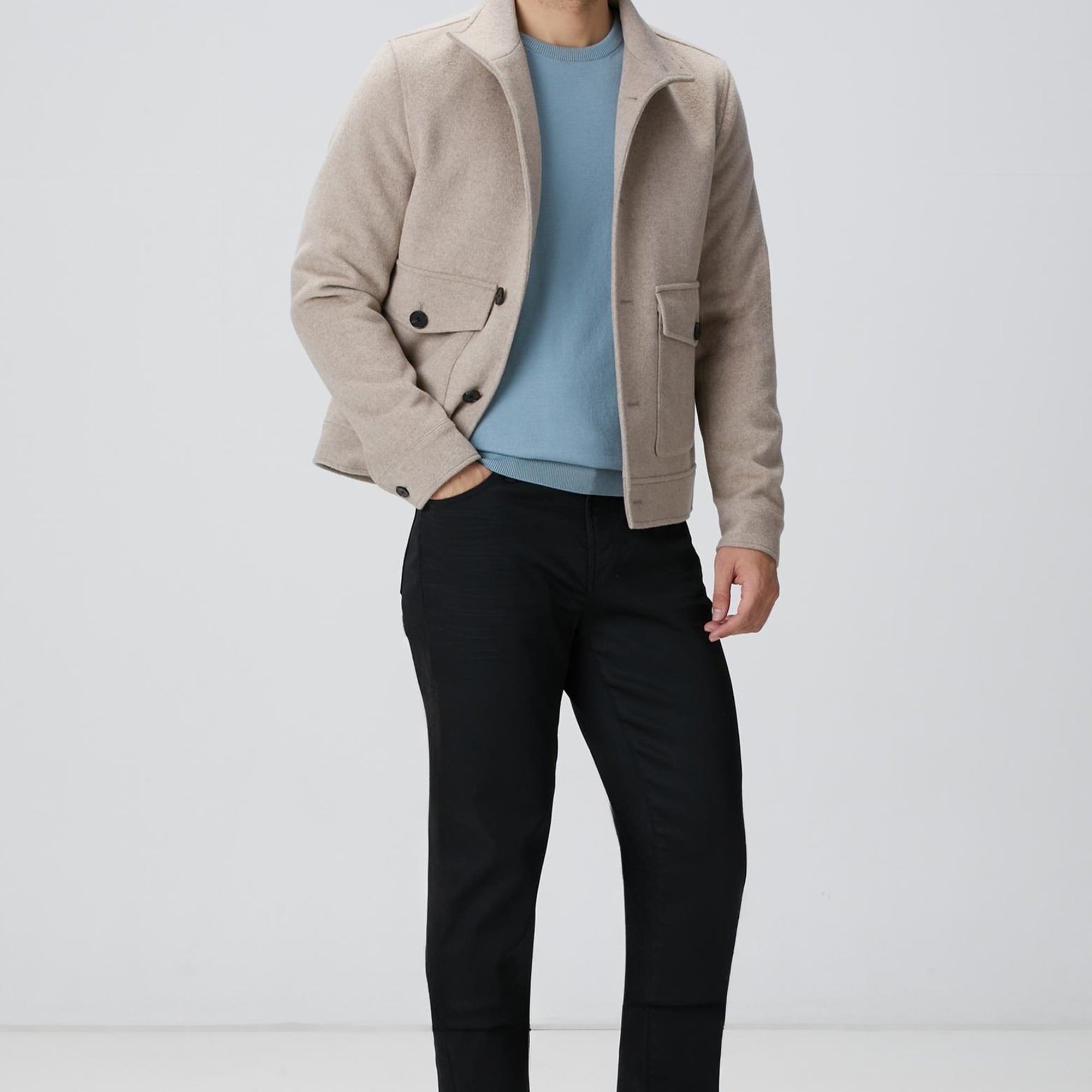 Network Erkek Bej Yün Karışımlı Mont