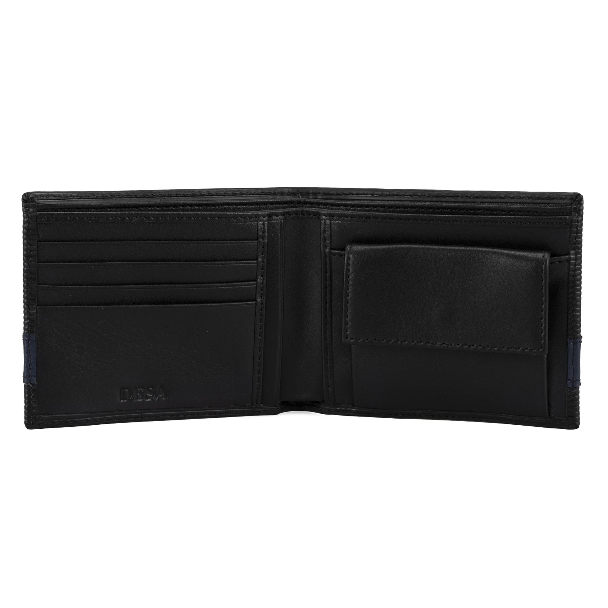 Erkek Siyah Lacivert Şeritli Deri Cüzdan