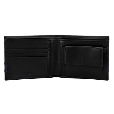  Erkek Siyah Lacivert Şeritli Deri Cüzdan