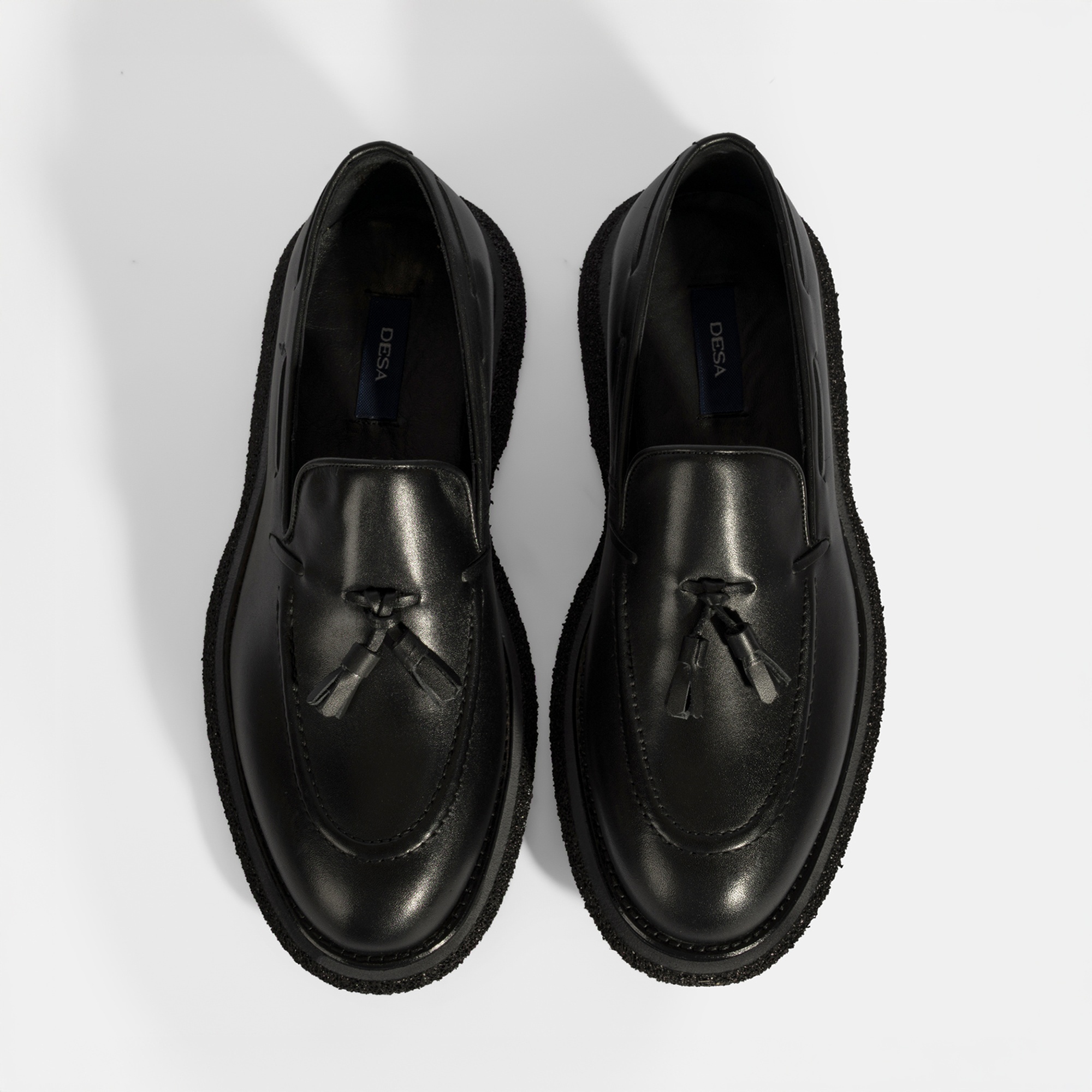 Erkek Siyah Püskül Detaylı Deri Loafer