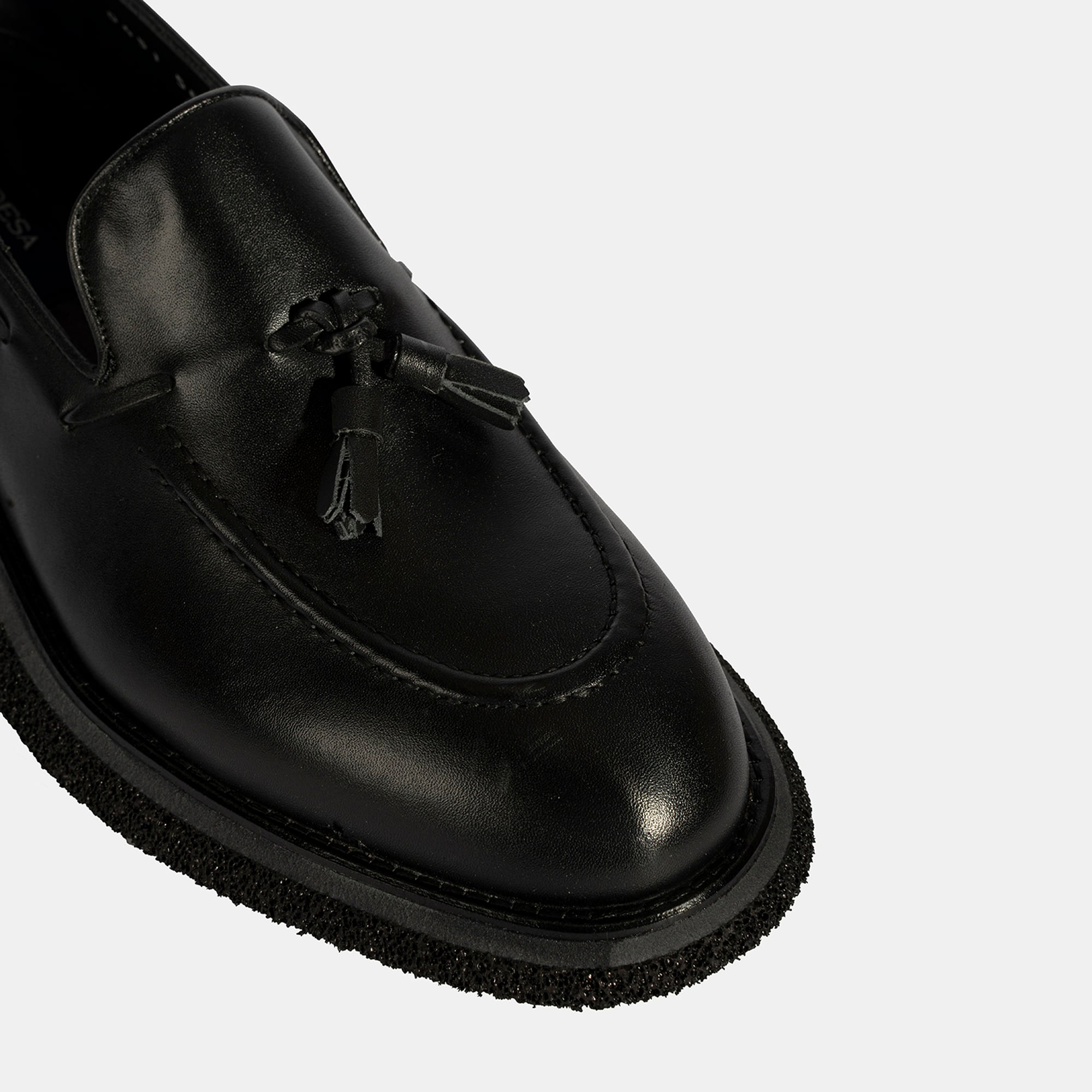 Erkek Siyah Püskül Detaylı Deri Loafer