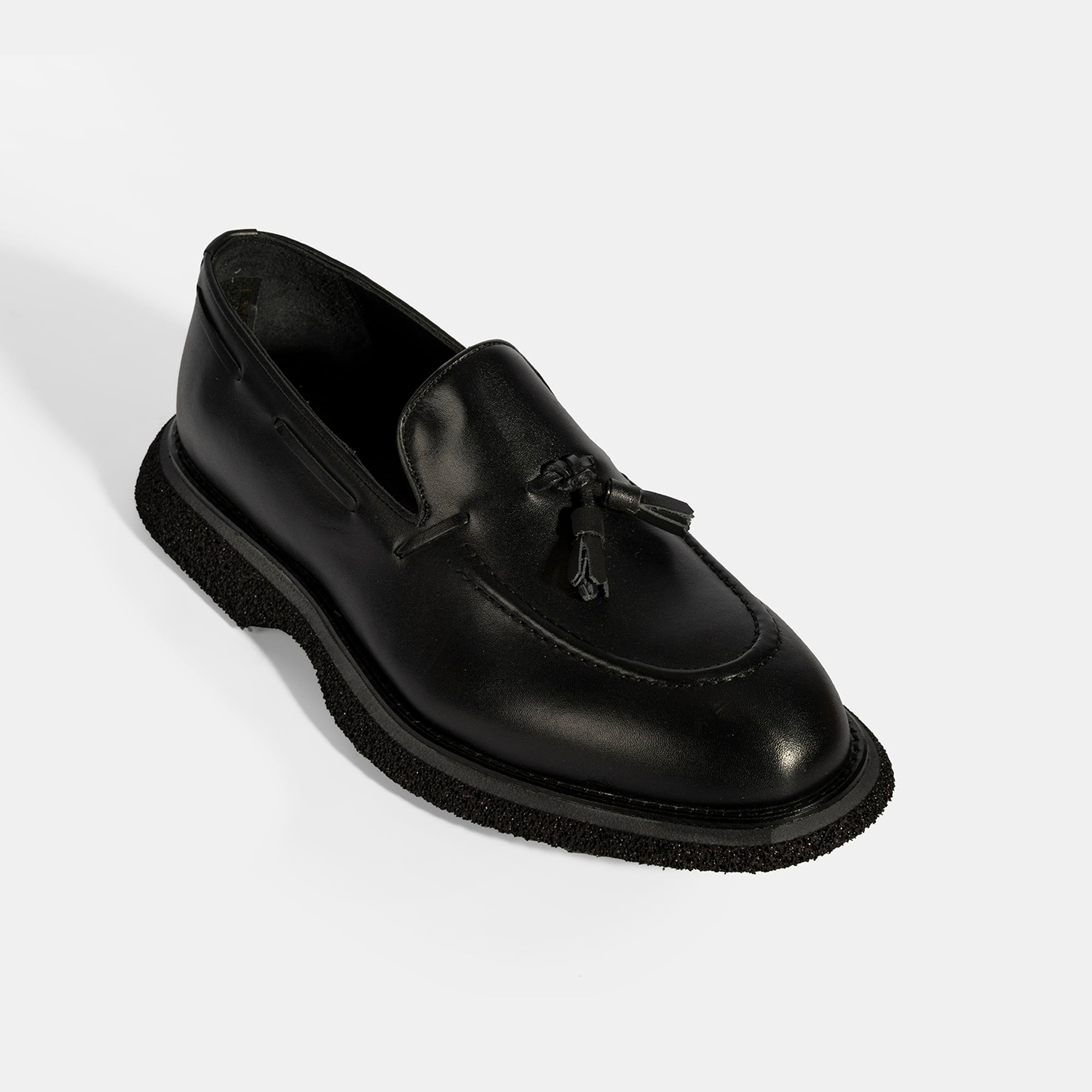 Erkek Siyah Püskül Detaylı Deri Loafer