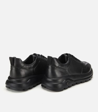  Erkek Deri Siyah Comfort Yüksek Tabanlı Spor Ayakkabı