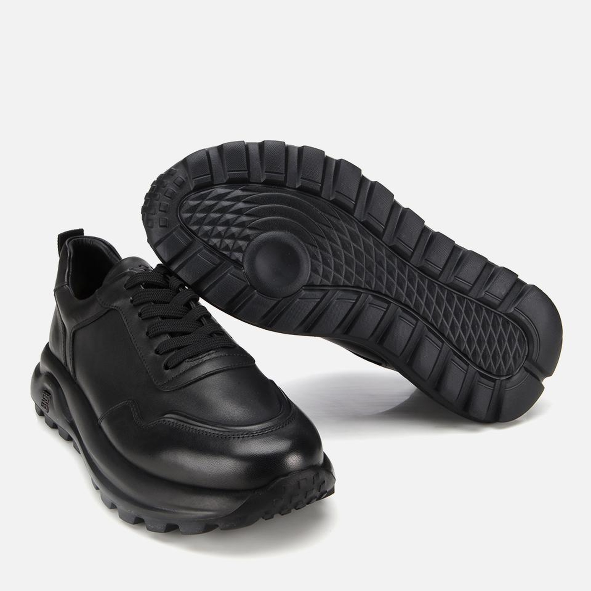 Erkek Deri Siyah Comfort Yüksek Tabanlı Spor Ayakkabı