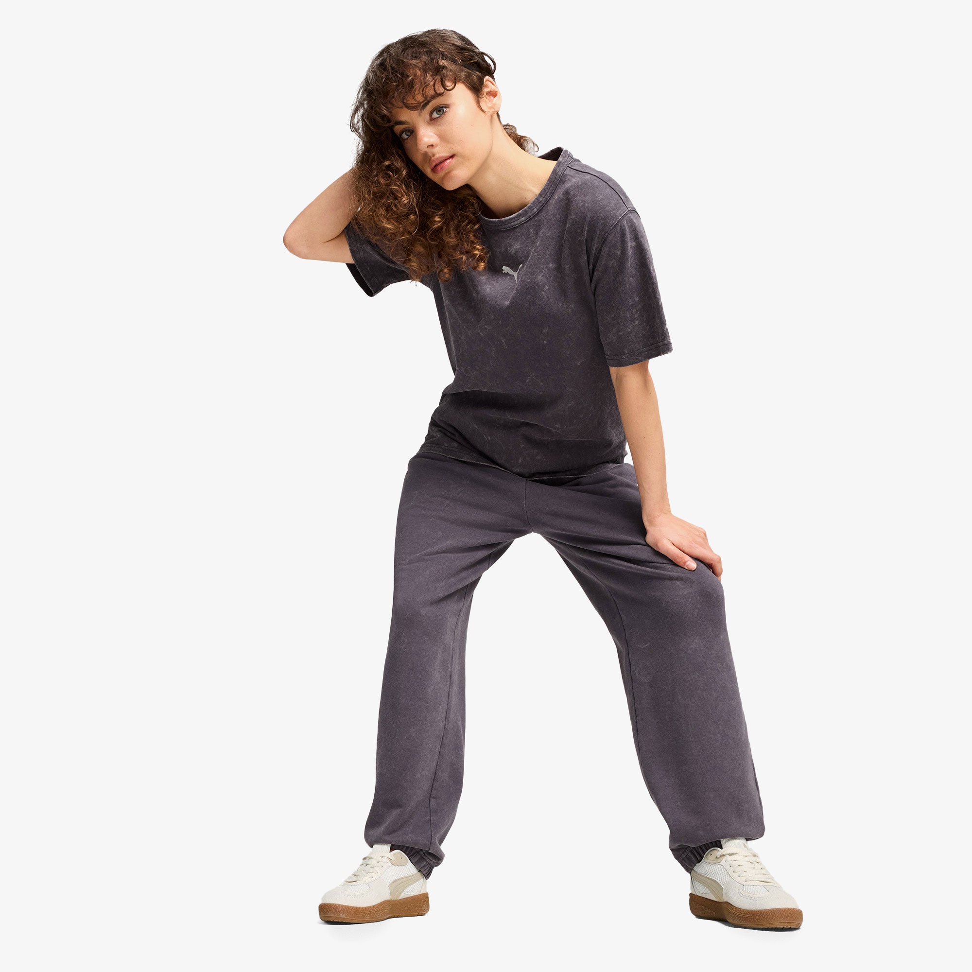 Puma Dare To Relaxed Washed Kadın Gri T-Shirt