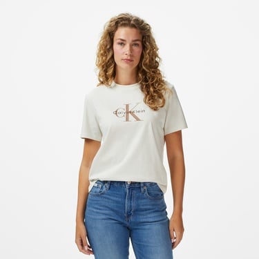  Calvin Klein Hero Classic Mono Kadın Bej T-Shirt