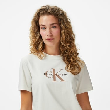  Calvin Klein Hero Classic Mono Kadın Bej T-Shirt