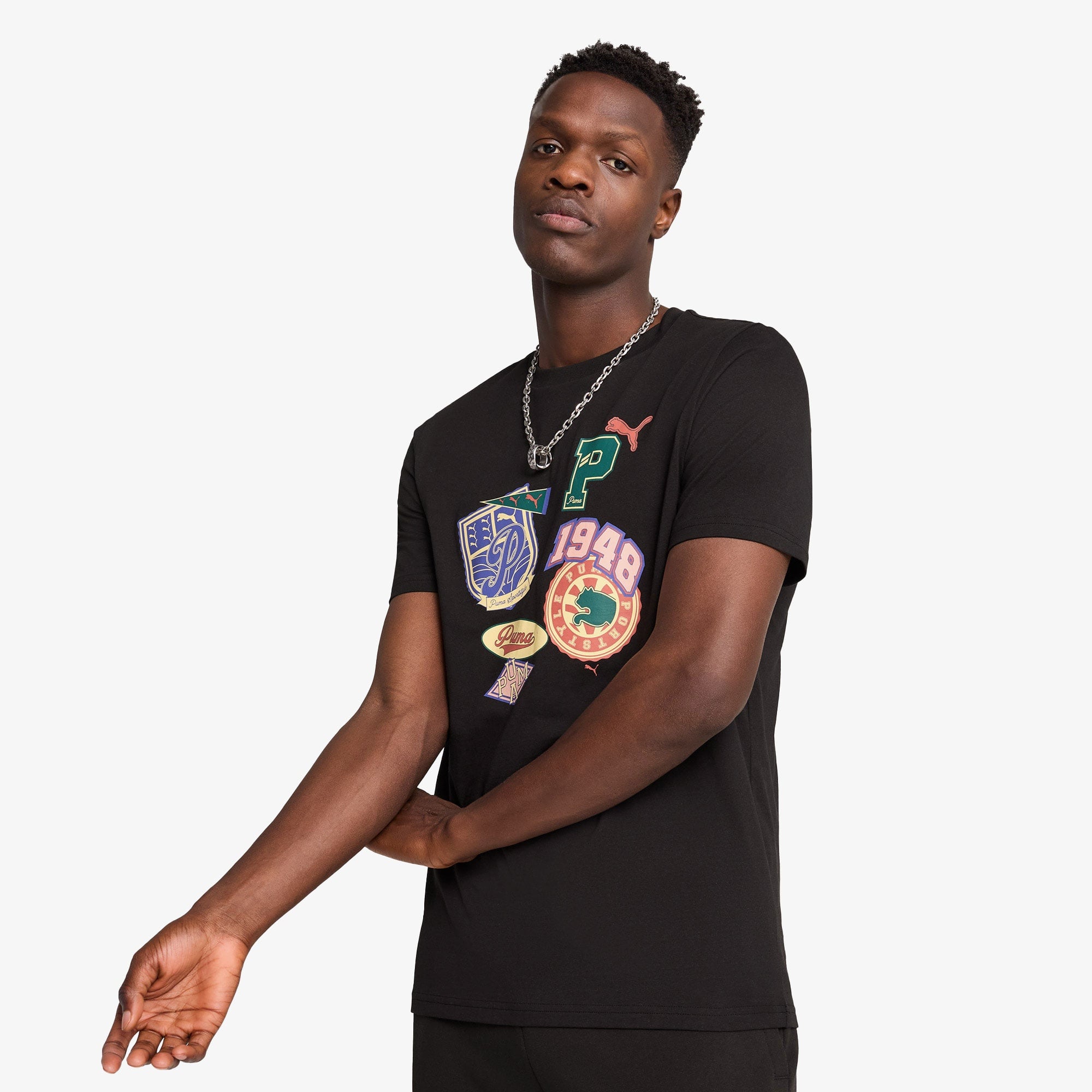 Puma Wardrobe Ess Graphic Erkek Siyah T-Shirt