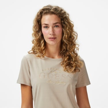  Guess Marina Slim Fit Kadın Bej T-Shirt