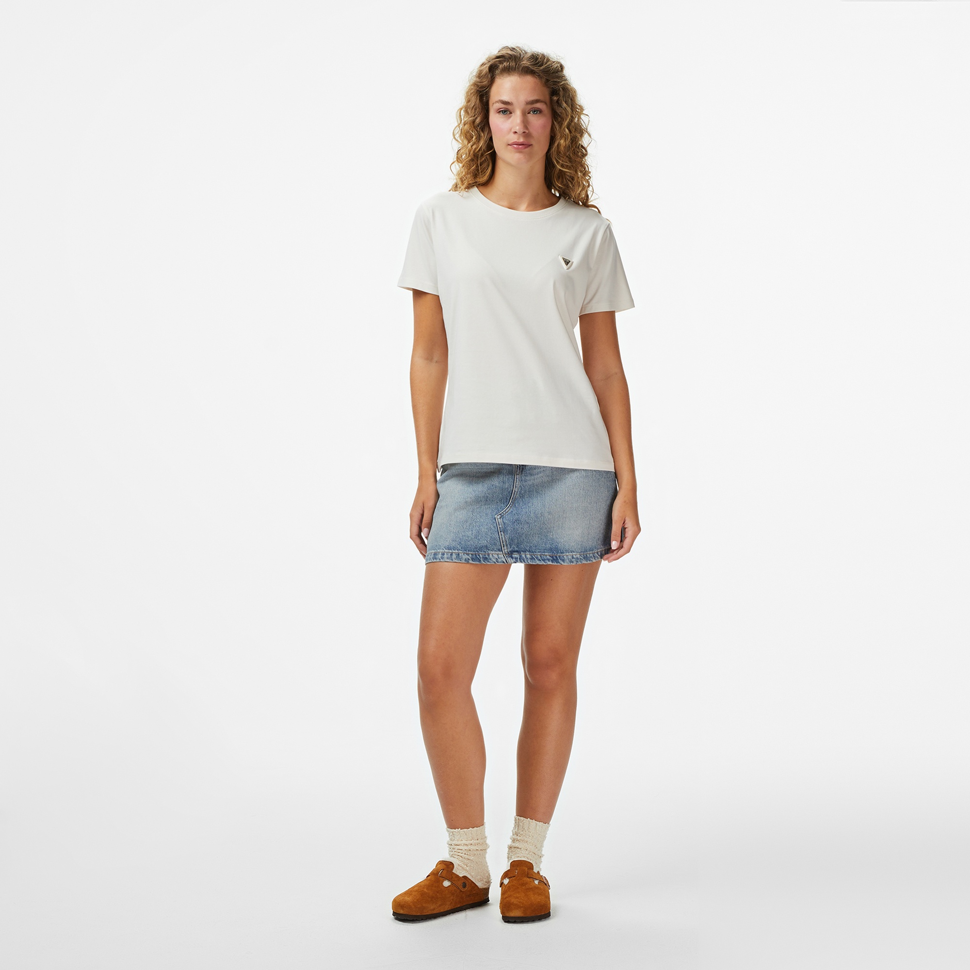 Guess Colette Oversize Fit Kadın Beyaz T-Shirt