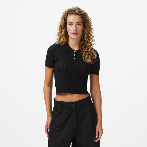  Tommy Jeans Pointelle Kadın Siyah Triko Polo