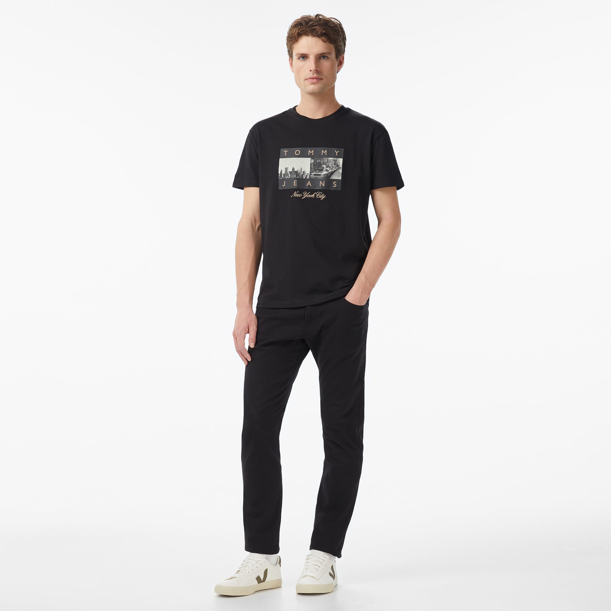 Tommy Jeans Regular Photo Flag Erkek Siyah T-Shirt