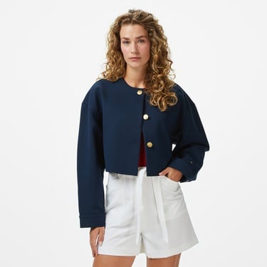  Tommy Hilfiger Punto Crop Lady Kadın Blazer Lacivert Blazer Ceket