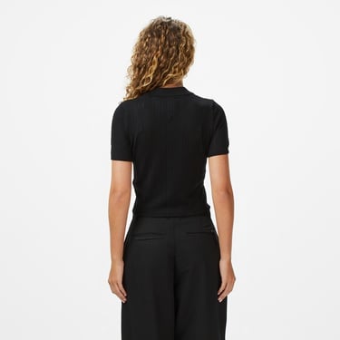  Tommy Jeans Pointelle Kadın Siyah Triko Polo