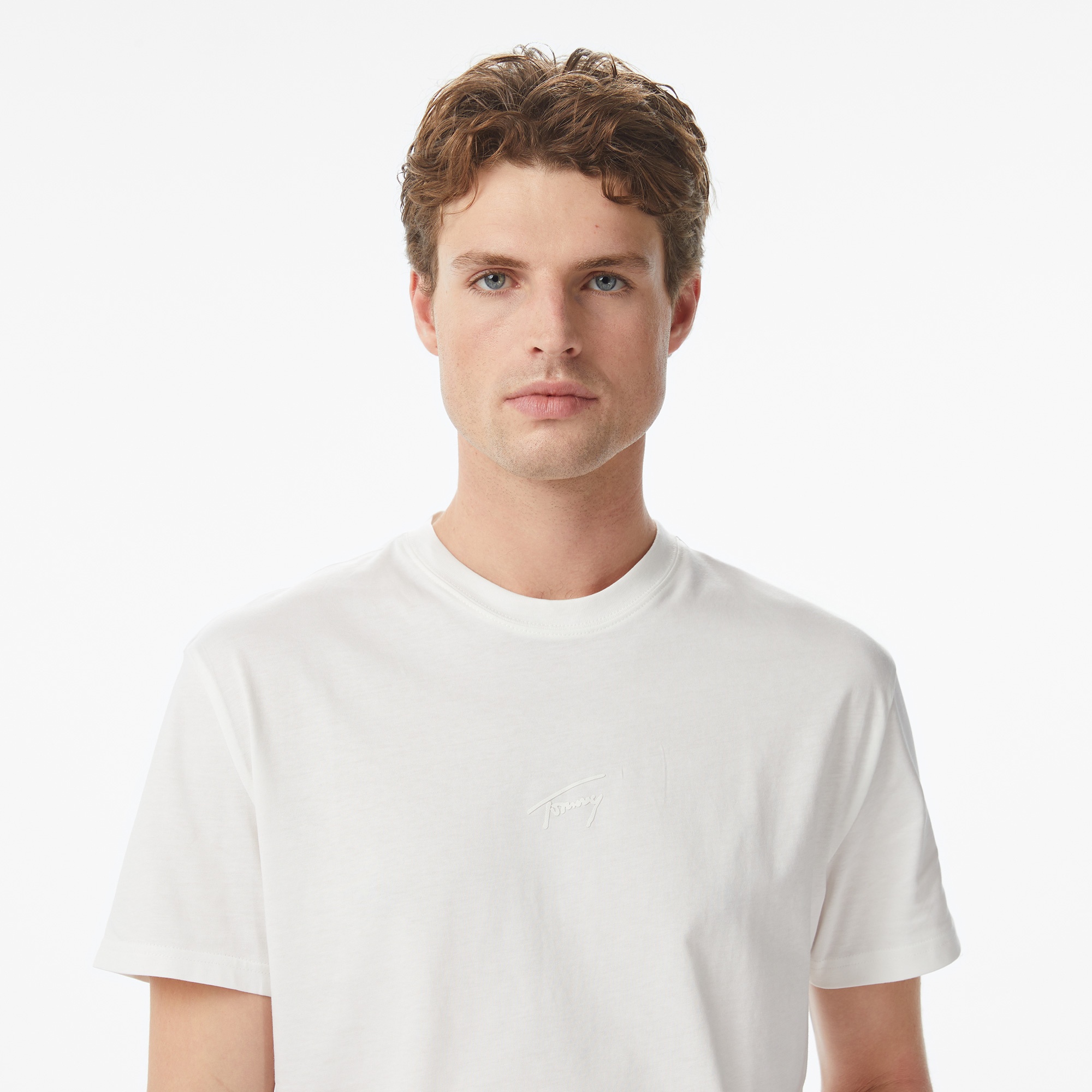 Tommy Jeans Regular Tonal Signature Erkek Beyaz T-Shirt