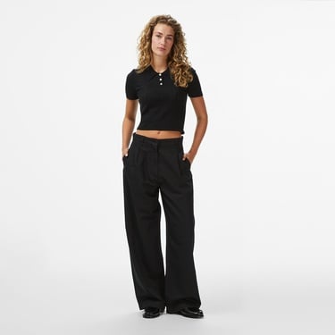  Tommy Hilfiger Tencel Linen Wide Leg Kadın Siyah Pantolon