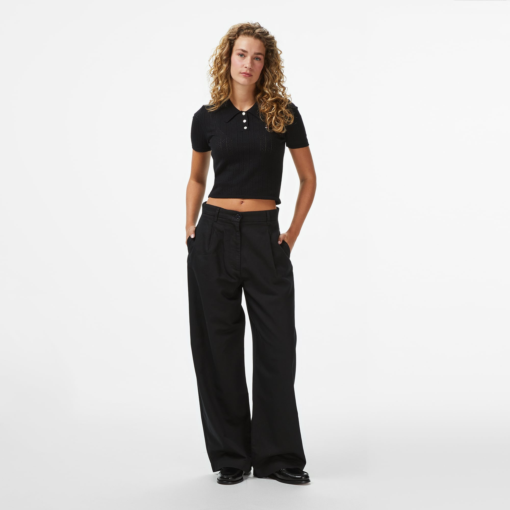  Tommy Hilfiger Tencel Linen Wide Leg Kadın Siyah Pantolon