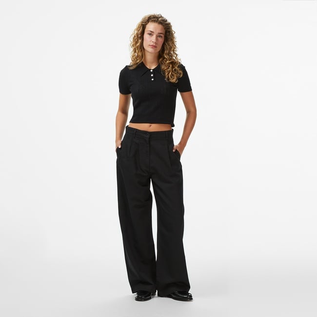  Tommy Hilfiger Tencel Linen Wide Leg Kadın Siyah Pantolon