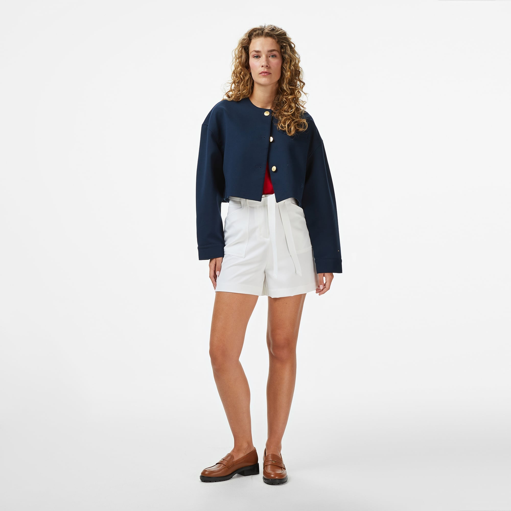 Tommy Hilfiger Punto Crop Lady Kadın Blazer Lacivert Blazer Ceket