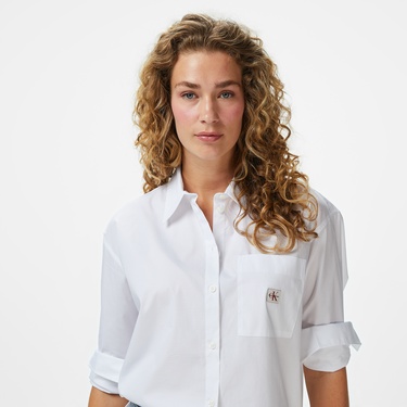  Calvin Klein Poplin Relaxed Kadın Beyaz Gömlek