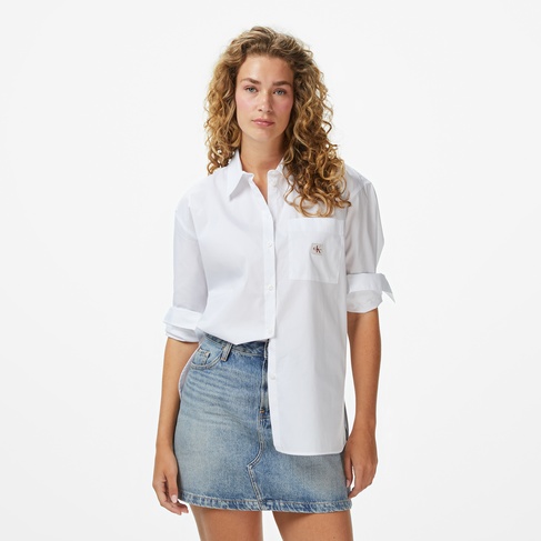  Calvin Klein Poplin Relaxed Kadın Beyaz Gömlek