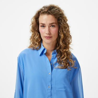  Calvin Klein Roll Utility Pocket Kadın Mavi Gömlek