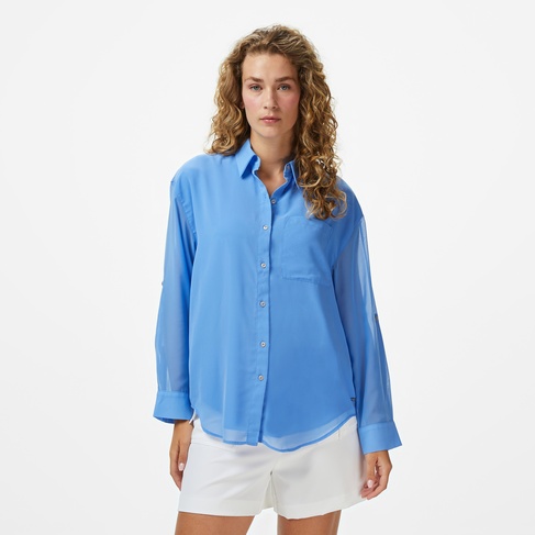  Calvin Klein Roll Utility Pocket Kadın Mavi Gömlek