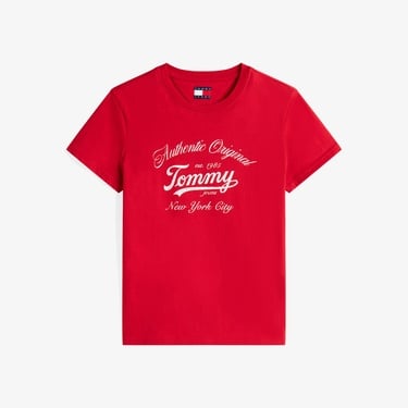  Tommy Hilfiger Essential Logo 1 Kadın Kırmızı T-Shirt