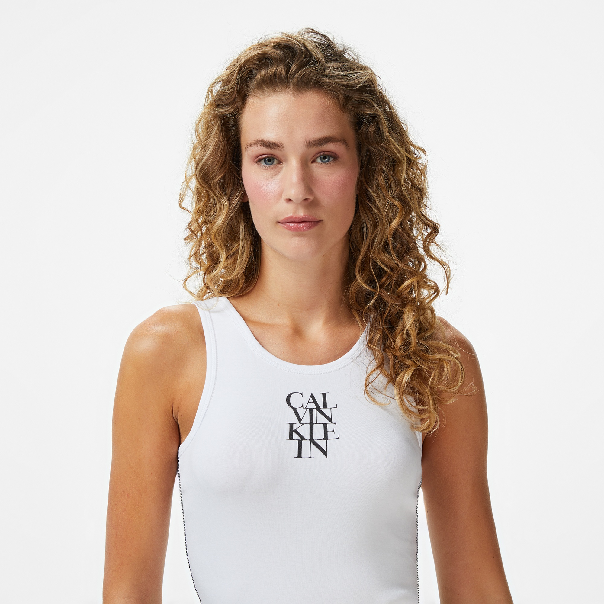 Calvin Klein Solid Tank Kadın Beyaz T-Shirt