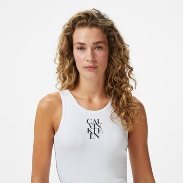  Calvin Klein Solid Tank Kadın Beyaz T-Shirt