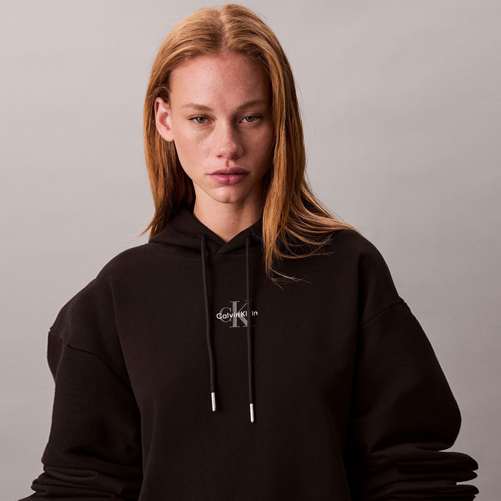 Calvin Klein Monologo Premium Terry  Kadın Siyah Elbise