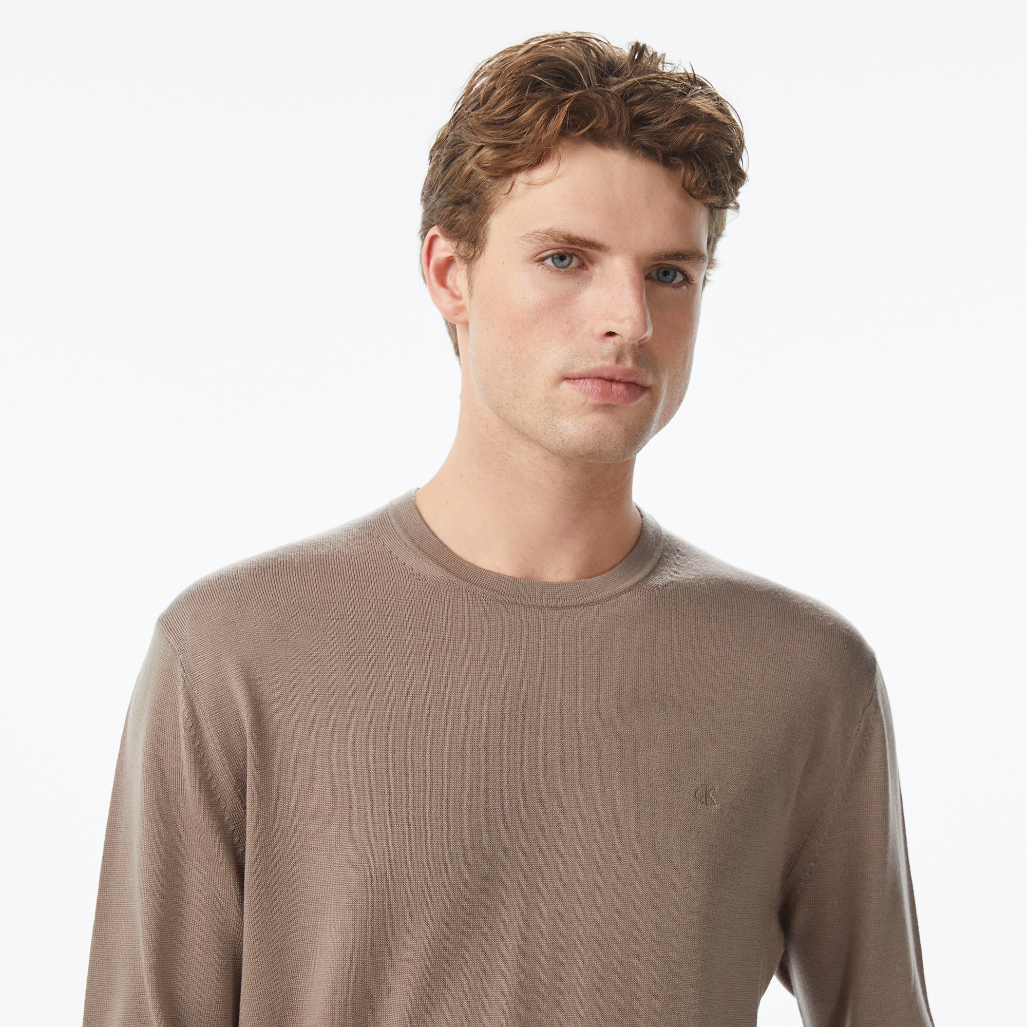 Calvin Klein Merino Erkek Kahverengi Triko