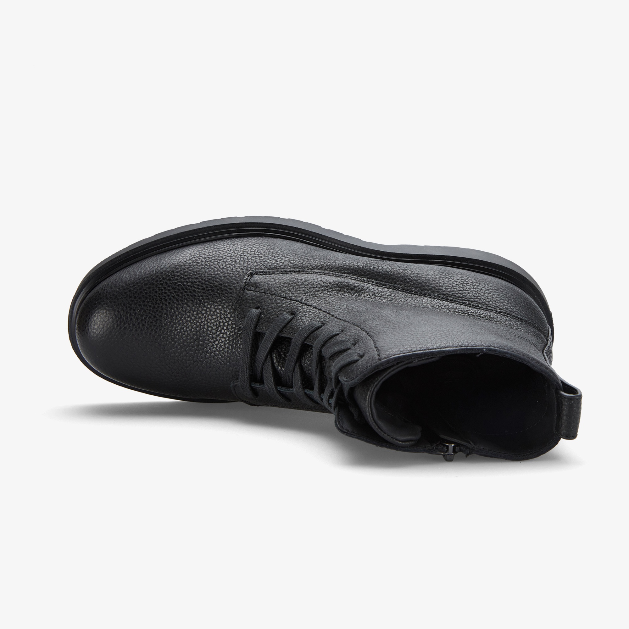 Calvin Klein Combat Essential Lace Up Zip Leather Erkek Siyah Bot