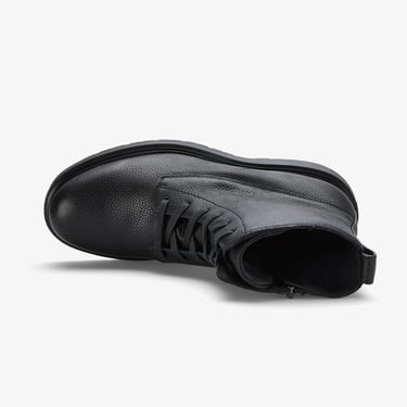  Calvin Klein Combat Essential Lace Up Zip Leather Erkek Siyah Bot