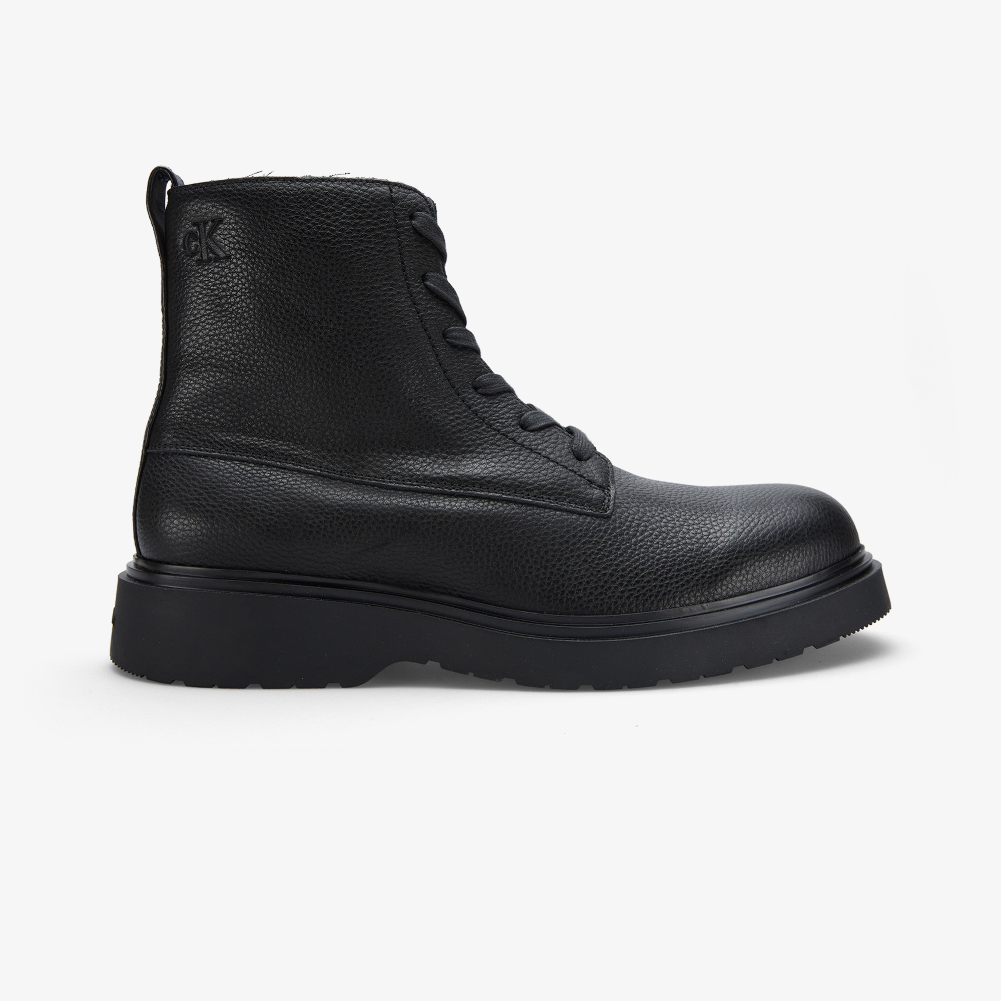 Calvin Klein Combat Essential Lace Up Zip Leather Erkek Siyah Bot