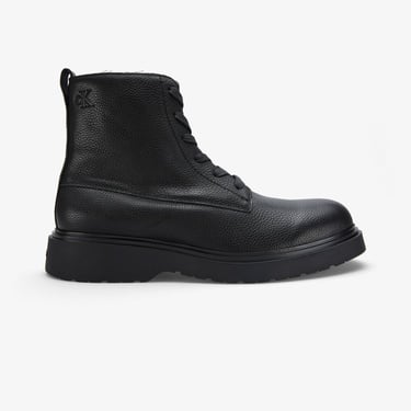  Calvin Klein Combat Essential Lace Up Zip Leather Erkek Siyah Bot