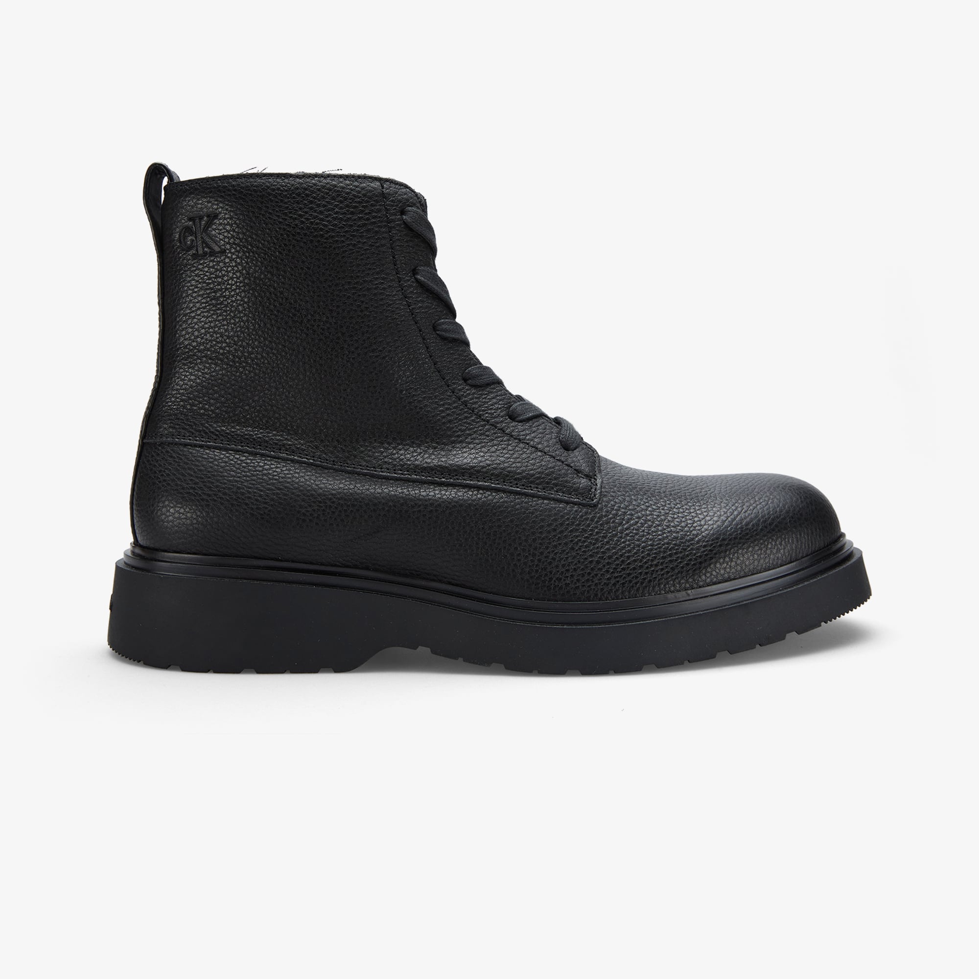  Calvin Klein Combat Essential Lace Up Zip Leather Erkek Siyah Bot