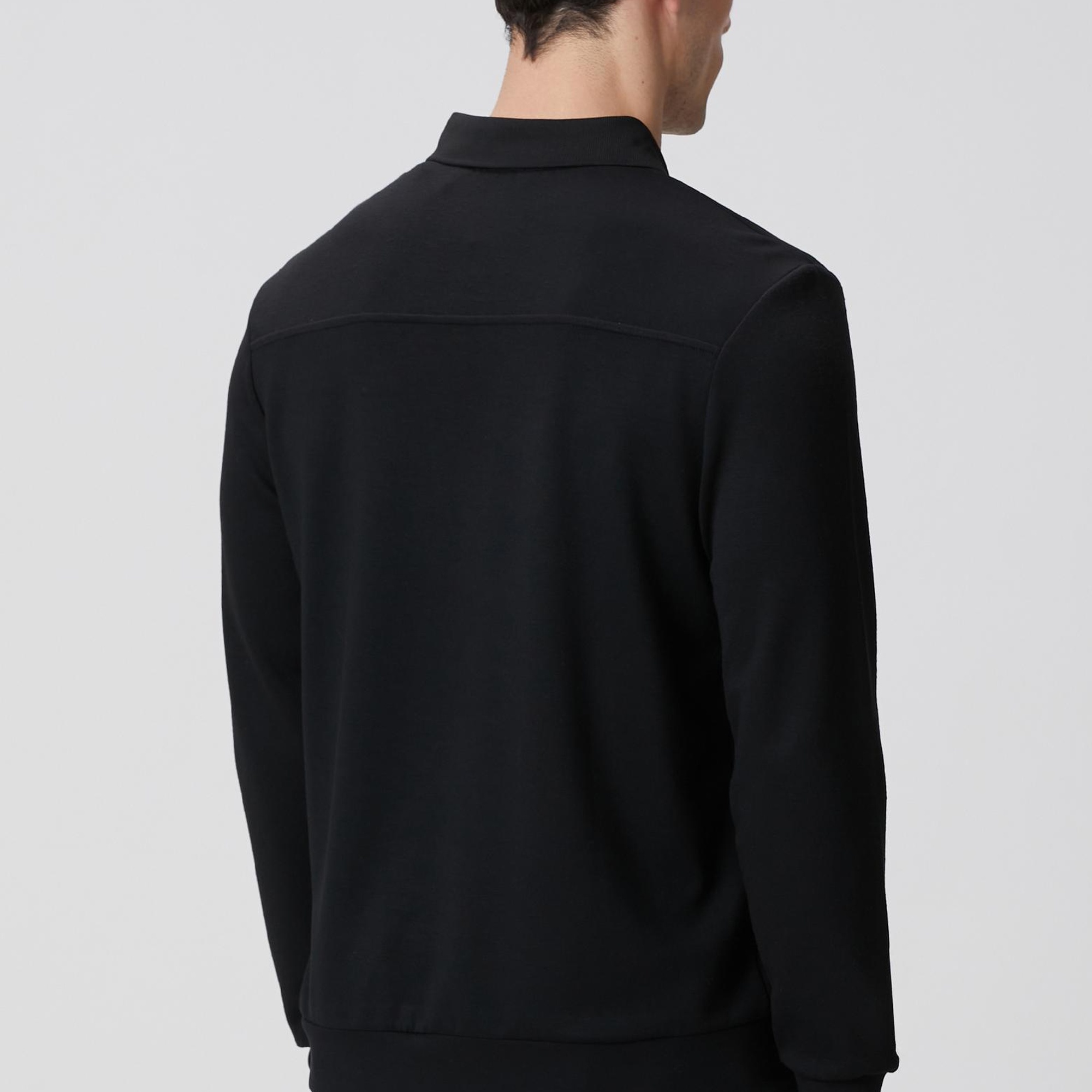 Network Erkek Siyah Polo Yaka Çıtçıtlı Sweatshirt