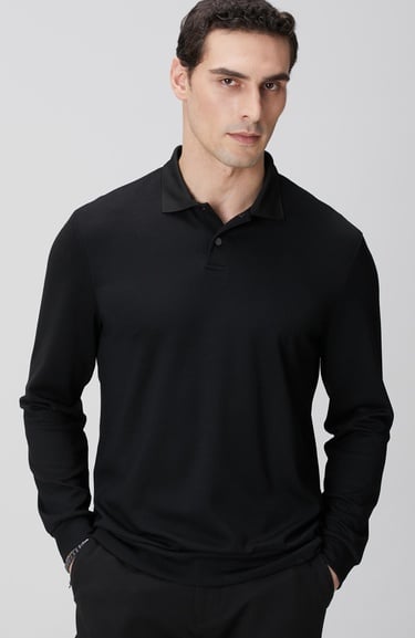  Network Erkek Siyah Polo Yaka Çıtçıtlı Sweatshirt